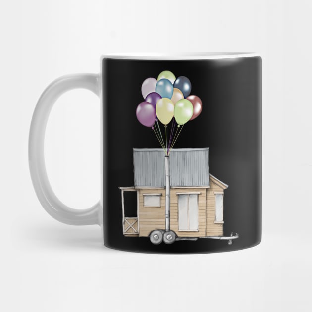 Up! Tiny House On Wheels With Balloons In Chimney, Like Up Movie by iosta